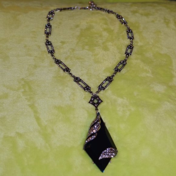 Gorgeous Azure Blue Pavé & Crystal Rhodium Plated Statement Necklace Rtl $187 - Picture 12 of 12